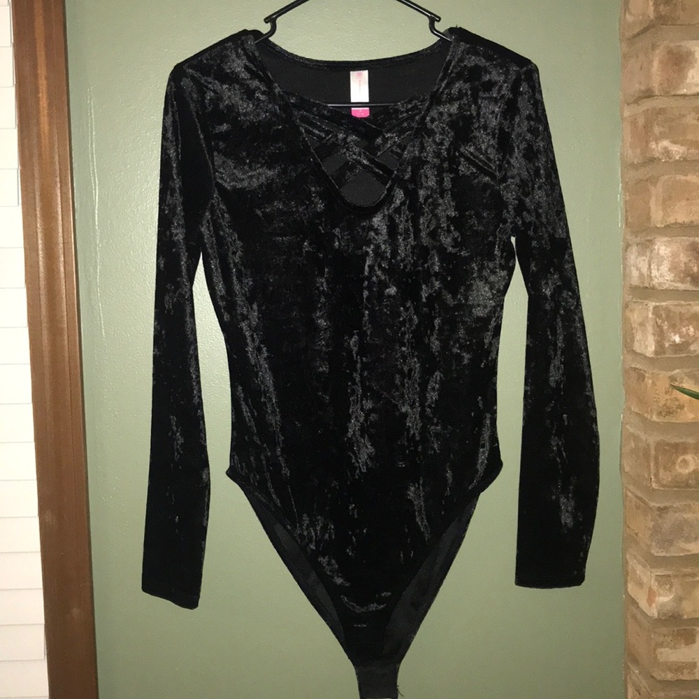 Velvet black body suit